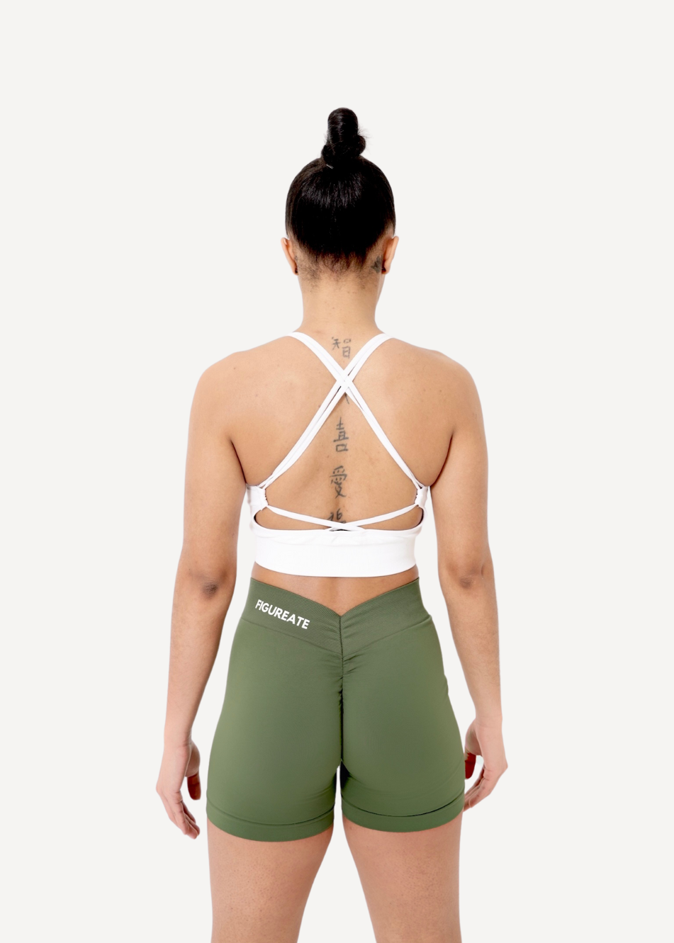 Army Green Cross Back Sports Bra