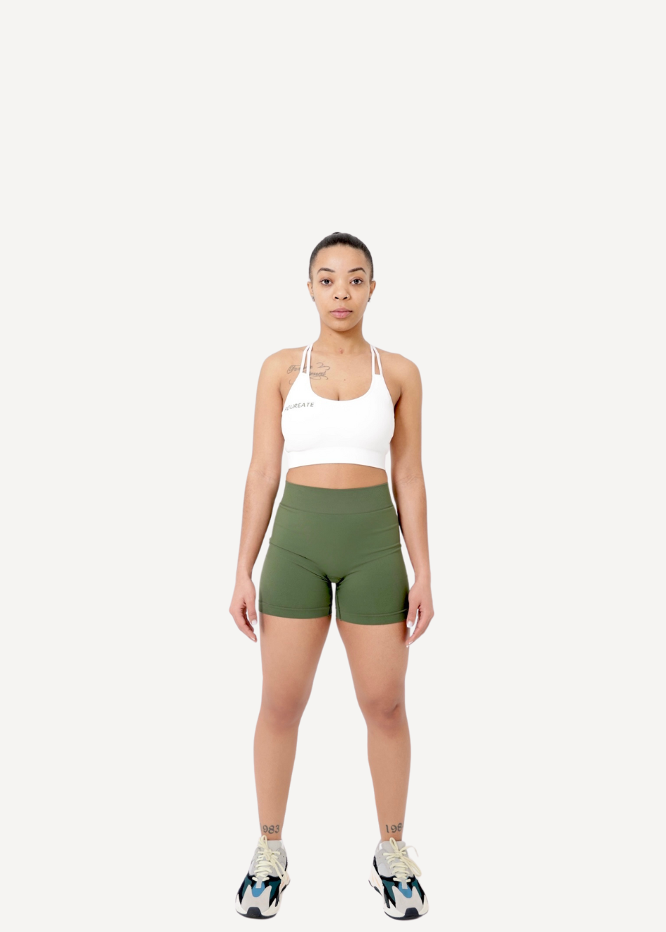 Army Green Cross Back Sports Bra