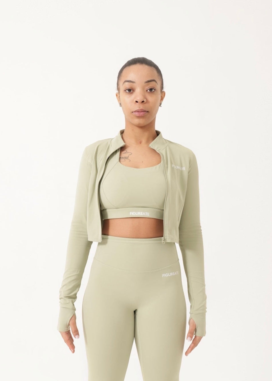 Pea Green Cropped Cardigan