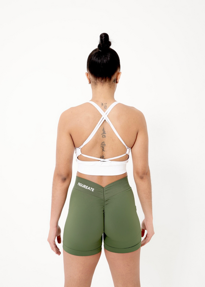 Army Green V-Plunge Shorts