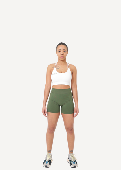 Army Green V-Plunge Shorts
