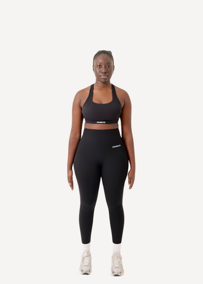 Charcoal Black Cross Back Sports Bra